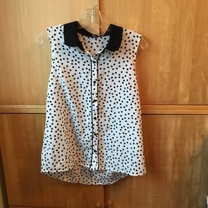 F21 polka dot chiffon button up
